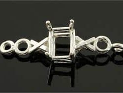 Emerald Cut X and O Design Pre-notched Bracelet Link