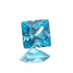 Aqua Blue Cubic Zirconia Princess Cuts