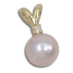 Freshwater Pearl Lab Created Diamond Accented Pendant - Mauve