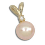 Freshwater Pearl Lab Created Diamond Accented Pendant - Peach