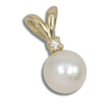 Freshwater Pearl Lab Created Diamond Accented Pendant - White