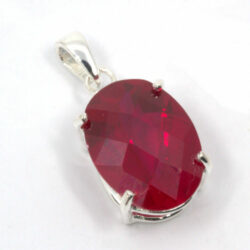 Sterling Lab Created 14x10mm Oval Dangle Pendant