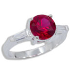 Sterling Lab Created Baguette Accented Ring - Lab Created Ruby