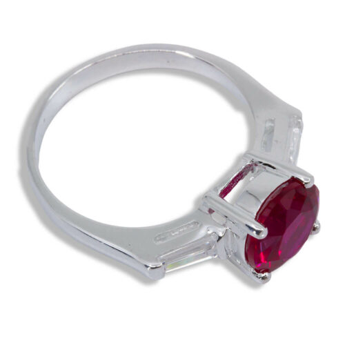 Sterling Lab Created Baguette Accented Ring