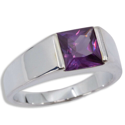 Sterling Lab Created Princess Cut Ring - Alexandrite Color Lab Created Sapphire