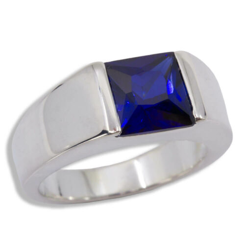 Sterling Lab Created Princess Cut Ring - Lab Created Blue Sapphire