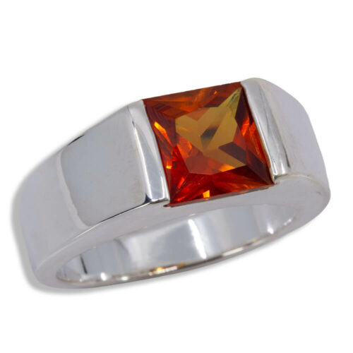 Sterling Lab Created Princess Cut Ring - Lab Created Padparadscha Sapphire