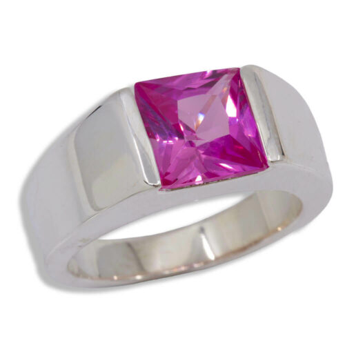 Sterling Lab Created Princess Cut Ring - Lab Created Pink Sapphire