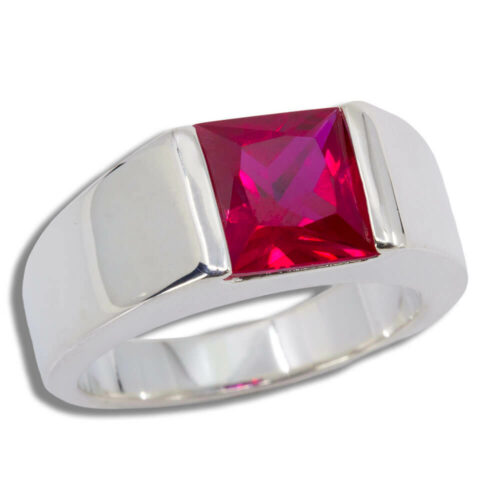 Sterling Lab Created Princess Cut Ring - Lab Created Ruby