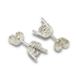 Round Three Prong Pre-notched Earring Mountings