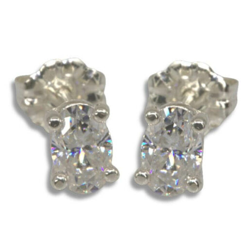 Lab Created Diamond Oval Earring Studs