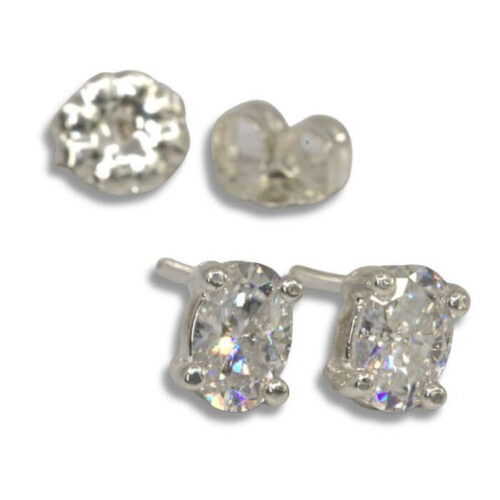 Lab Created Diamond Oval Earring Studs