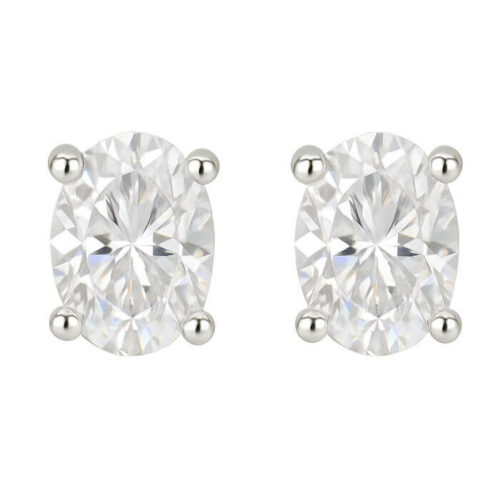 Lab Created Diamond Oval Earring Studs