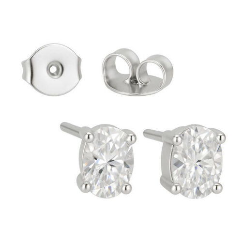 Lab Created Diamond Oval Earring Studs