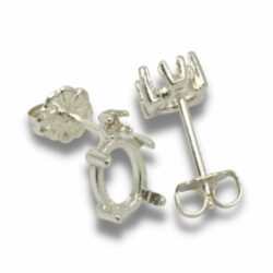 Oval Accented Cabochon Earring Mountings