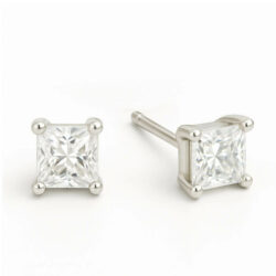 Lab Created Diamond Princess Cut Earring Studs