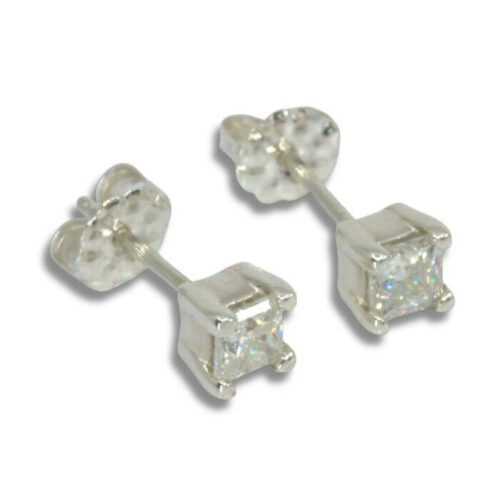 Lab Created Diamond Princess Cut Earring Studs