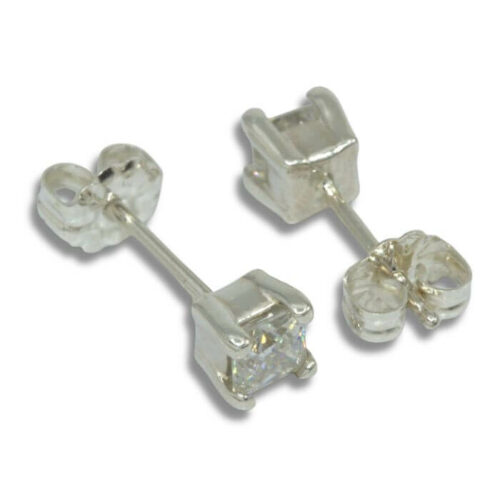 Lab Created Diamond Princess Cut Earring Studs
