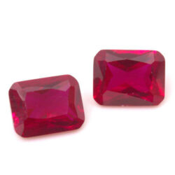 Lab Created Ruby 9x7mm Emerald Cut 2 Pack