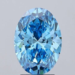 Lab Created Diamond Oval 3.02ct Fancy Vivid Blue VS1 IGI Cert