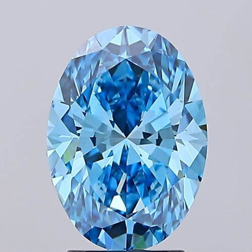 Lab Created Diamond Oval 3.02ct Fancy Vivid Blue VS1