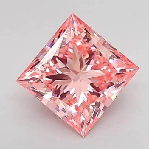 Lab Created Diamond Princess Cut 2.09ct Fancy Vivid Pink VS1