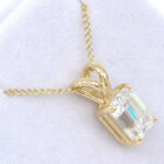 Synthetic Moissanite Emerald Pendant - Chain