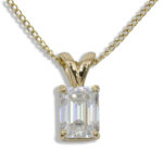 Synthetic Moissanite Emerald Pendant