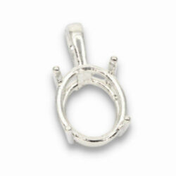 Oval Four Prong Single Bail Pre-notched Pendant Mounting