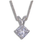 Lab Created Diamond 1.54ct D VVS2 Square Brilliant Pendant IGI Cert - Chain