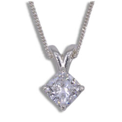Lab Created Diamond 1.54ct D VVS2 Square Brilliant Pendant IGI Cert - Chain