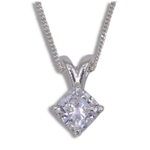 Lab Created Diamond 1.54ct D VVS2 Square Brilliant Pendant IGI Cert - Chain