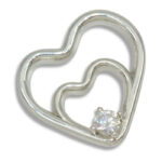 Lab Double Heart 4mm Round Pendant