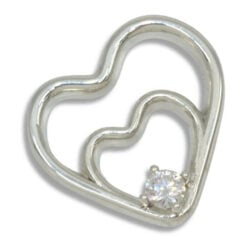Lab Double Heart 4mm Round Pendant