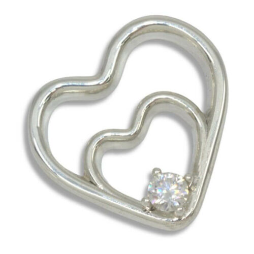 Lab Double Heart 4mm Round Pendant