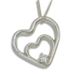 Lab Double Heart 4mm Round Pendant