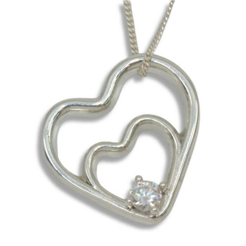 Lab Double Heart 4mm Round Pendant