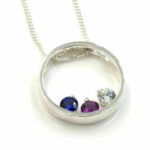 4mm Round Multi Stone Mother's Style Pre-notched Pendant Mounting - Finished Example