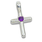 Smooth Cross Pendant with 3mm Natural African Amethyst