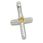 Smooth Cross Pendant with 3mm Natural Citrine