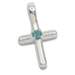 Smooth Cross Pendant with 3mm Lab Created Gemstone - Alexandrite