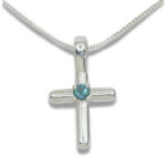 Smooth Cross Pendant with 3mm Lab Created Gemstone - Alexandrite