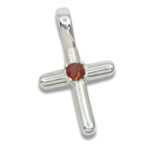 Smooth Cross Pendant with 3mm Natural Mozambique Garnet
