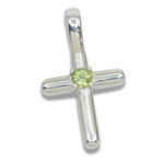 Smooth Cross Pendant with 3mm Natural Peridot