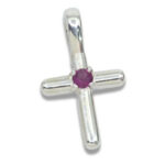 Smooth Cross Pendant with 3mm Natural Syrian Garnet