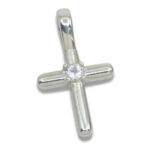 Smooth Cross Pendant with 3mm Natural White Topaz