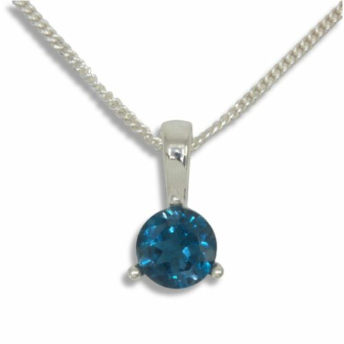London Blue Topaz Solitaire 6mm Round Pendant