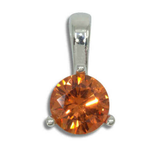 Lab Padparadscha Sapphire Solitaire Round Pendant