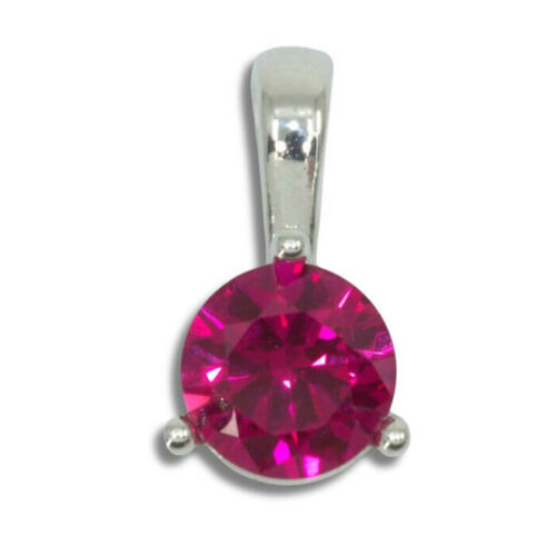 Lab Created Ruby Solitaire Round Pendant