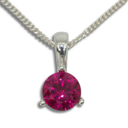 Lab Created Ruby Solitaire Round Pendant